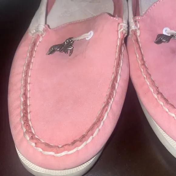 Sperry Top-Sider Pink Leather Suede Slides/Loafers - 9M Dolphin Shell Starfish - Picture 4 of 8
